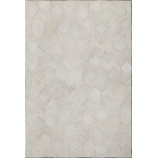 Ivory And Gray Geometric Washable Area Rug With UV Protection Photo 4