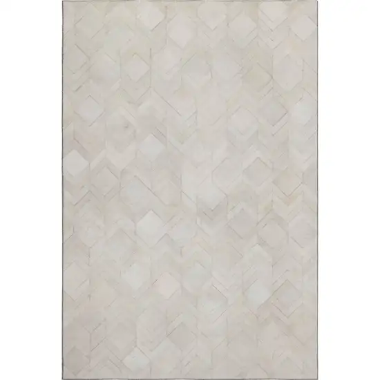 Ivory And Gray Geometric Washable Area Rug With UV Protection Photo 2