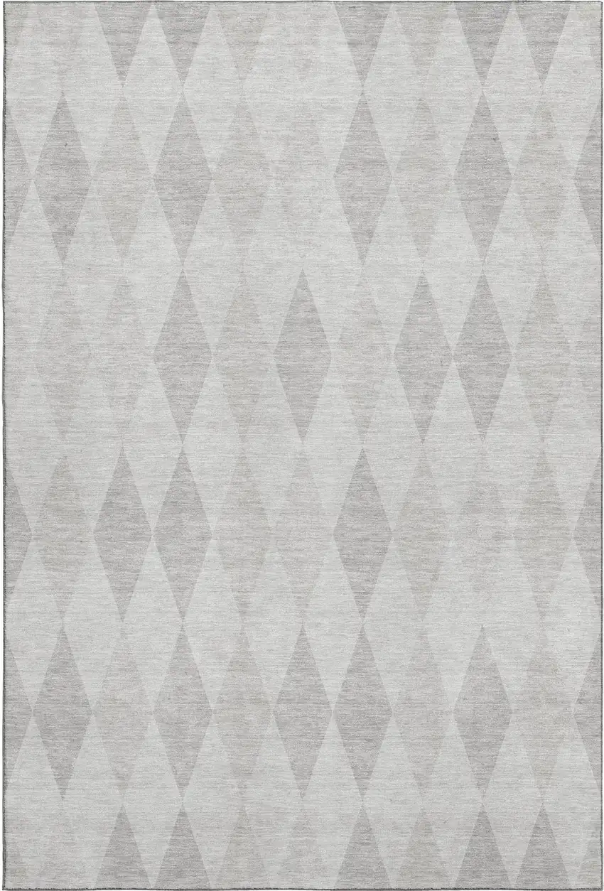 Ivory And Gray Geometric Washable Area Rug With UV Protection Photo 1