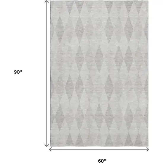 Ivory And Gray Geometric Washable Area Rug With UV Protection Photo 3