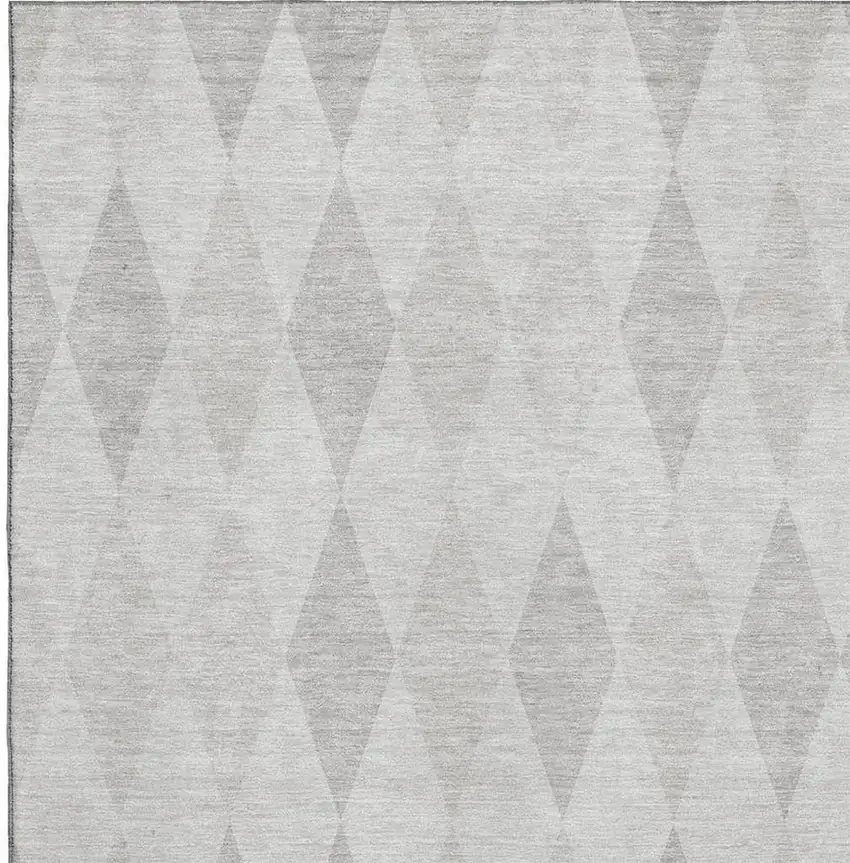 Ivory And Gray Geometric Washable Area Rug With UV Protection Photo 2