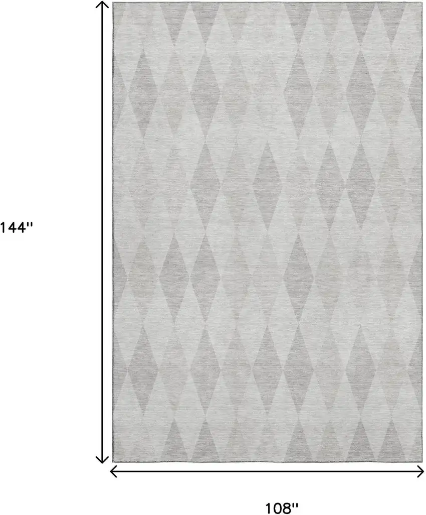 Ivory And Gray Geometric Washable Area Rug With UV Protection Photo 3
