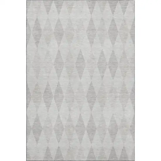 Ivory And Gray Geometric Washable Area Rug With UV Protection Photo 1