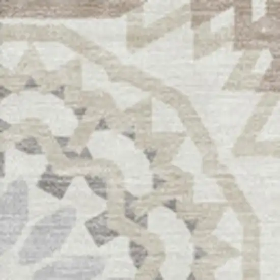 Ivory And Gray Geometric Washable Area Rug With UV Protection Photo 3