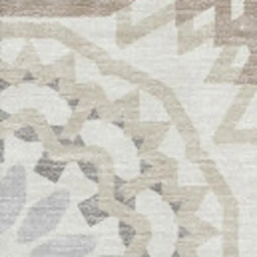 Ivory And Gray Geometric Washable Area Rug With UV Protection Photo 3