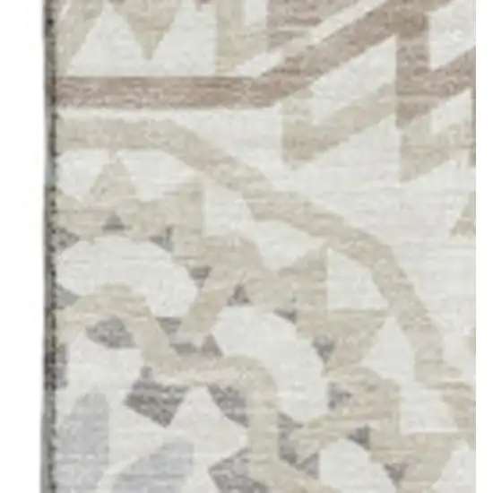 Ivory And Gray Geometric Washable Area Rug With UV Protection Photo 3
