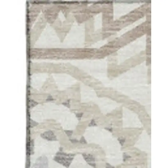 Ivory And Gray Geometric Washable Area Rug With UV Protection Photo 3