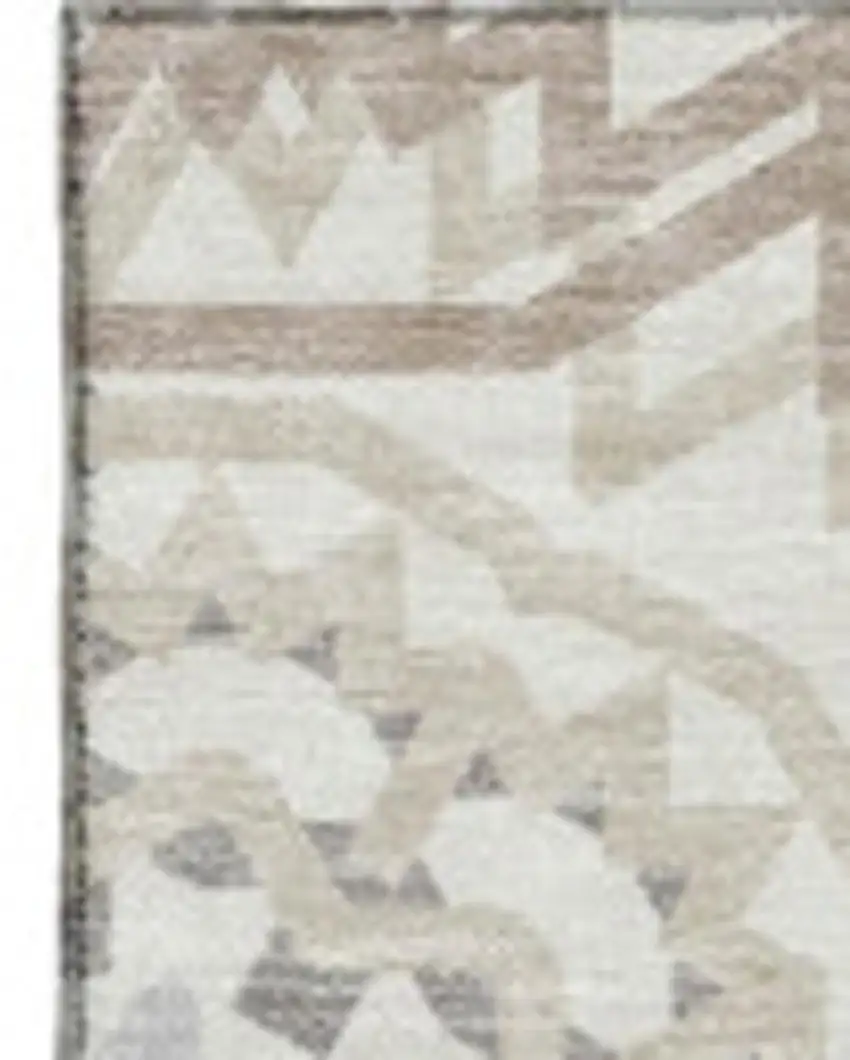 Ivory And Gray Geometric Washable Area Rug With UV Protection Photo 3