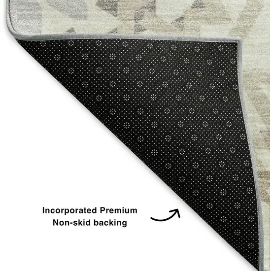 Ivory And Gray Geometric Washable Area Rug With UV Protection Photo 7