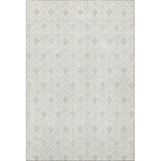 Ivory And Gray Geometric Washable Area Rug With UV Protection Photo 3