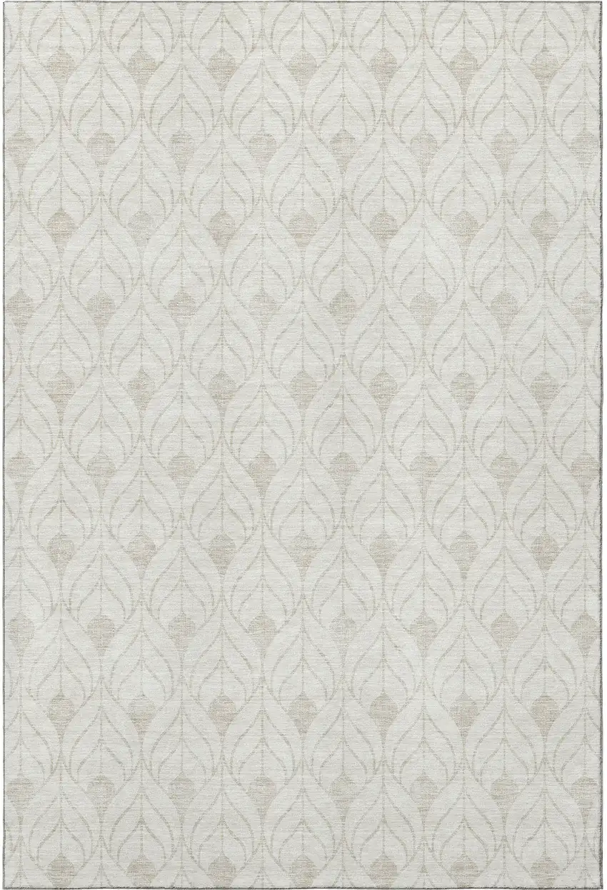 Ivory And Gray Geometric Washable Area Rug With UV Protection Photo 3