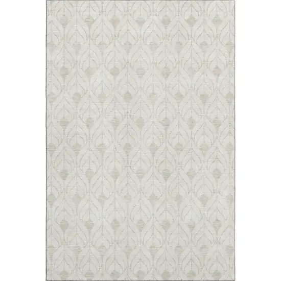Ivory And Gray Geometric Washable Area Rug With UV Protection Photo 1