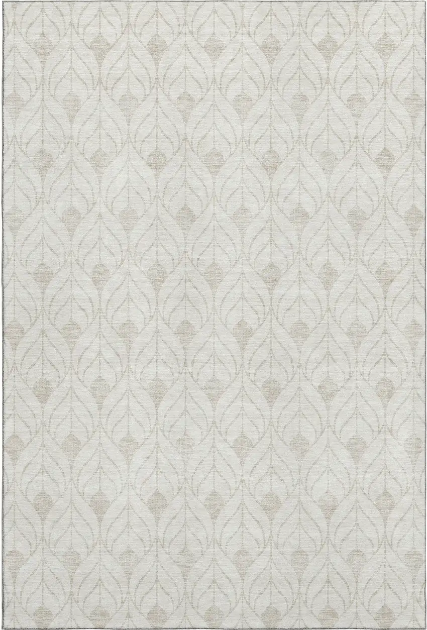 Ivory And Gray Geometric Washable Area Rug With UV Protection Photo 1