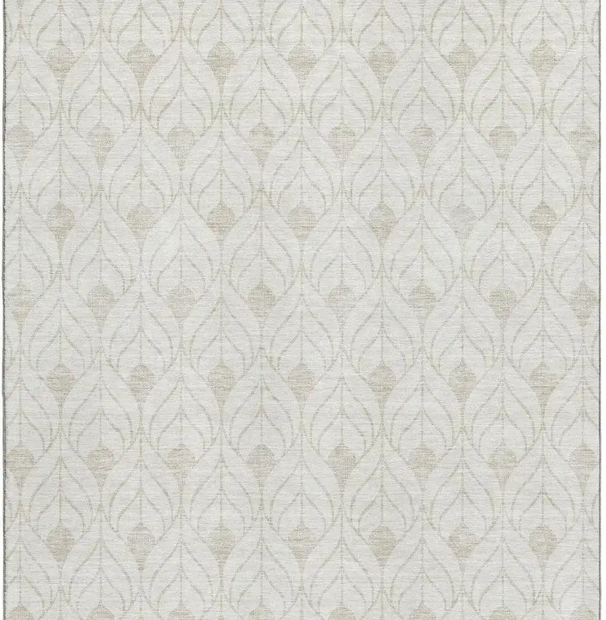 Ivory And Gray Geometric Washable Area Rug With UV Protection Photo 2