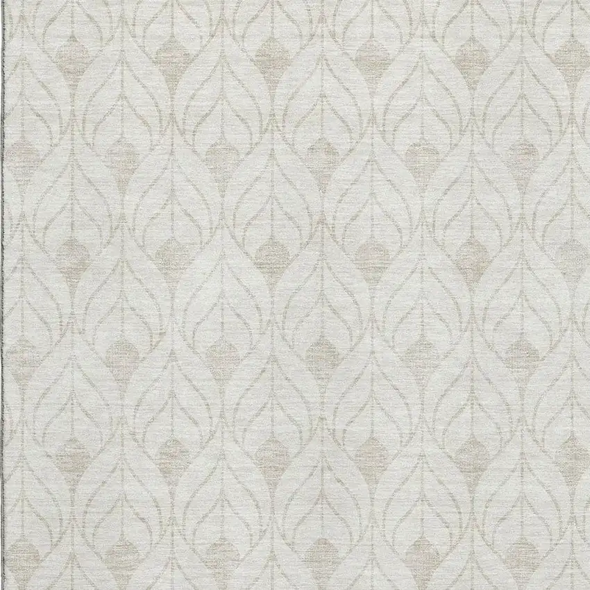 Ivory And Gray Geometric Washable Area Rug With UV Protection Photo 2