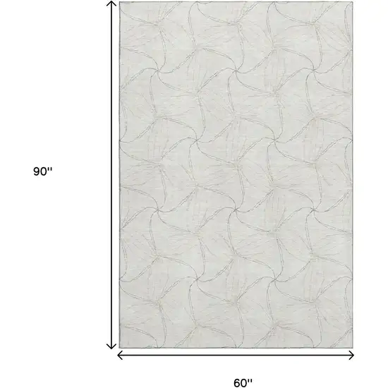 Ivory And Gray Geometric Washable Area Rug With UV Protection Photo 8