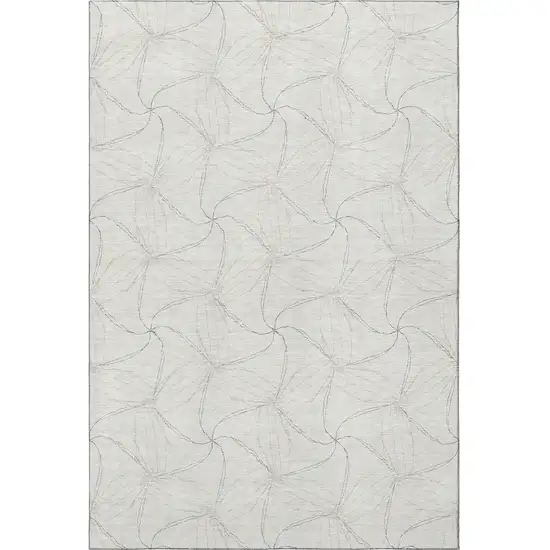 Ivory And Gray Geometric Washable Area Rug With UV Protection Photo 3