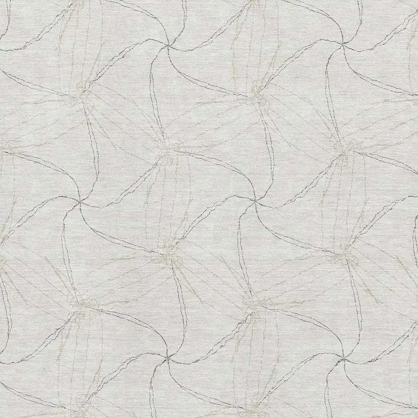 Ivory And Gray Geometric Washable Area Rug With UV Protection Photo 2