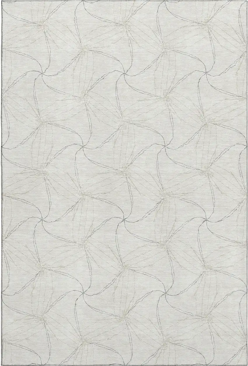 Ivory And Gray Geometric Washable Area Rug With UV Protection Photo 1