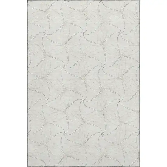 Ivory And Gray Geometric Washable Area Rug With UV Protection Photo 1