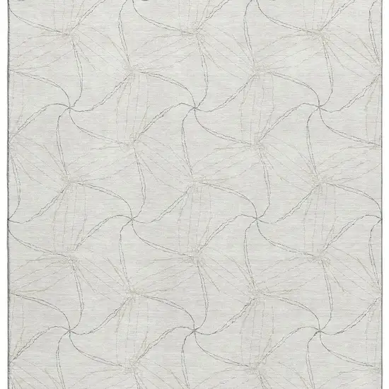 Ivory And Gray Geometric Washable Area Rug With UV Protection Photo 3