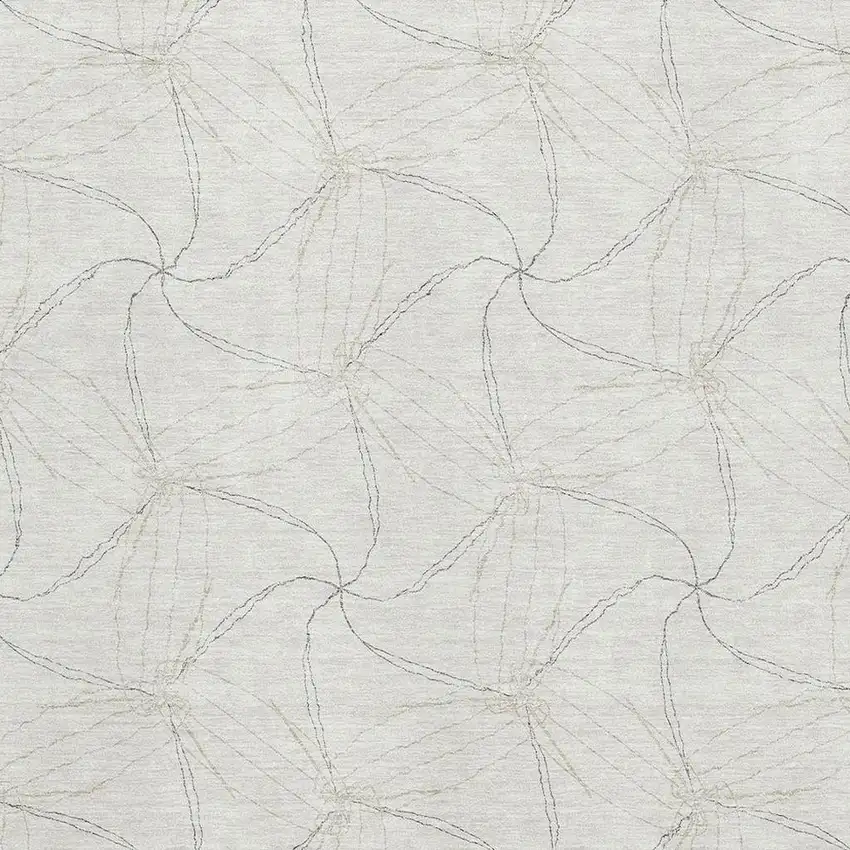 Ivory And Gray Geometric Washable Area Rug With UV Protection Photo 2