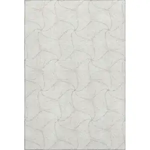 Photo of Ivory And Gray Geometric Washable Area Rug With UV Protection