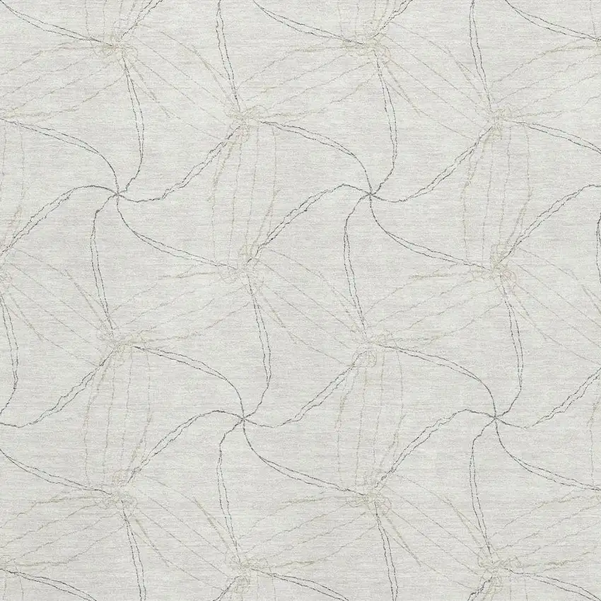 Ivory And Gray Geometric Washable Area Rug With UV Protection Photo 2