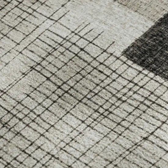 Ivory And Gray Geometric Washable Area Rug With UV Protection Photo 3