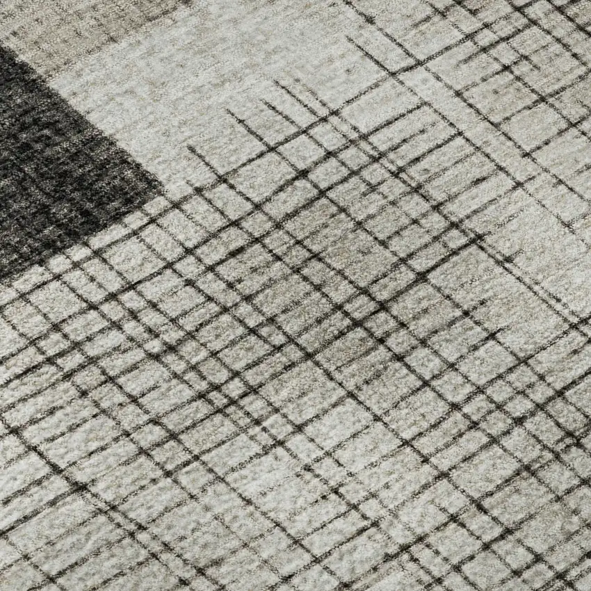 Ivory And Gray Geometric Washable Area Rug With UV Protection Photo 1