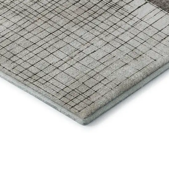 Ivory And Gray Geometric Washable Area Rug With UV Protection Photo 7
