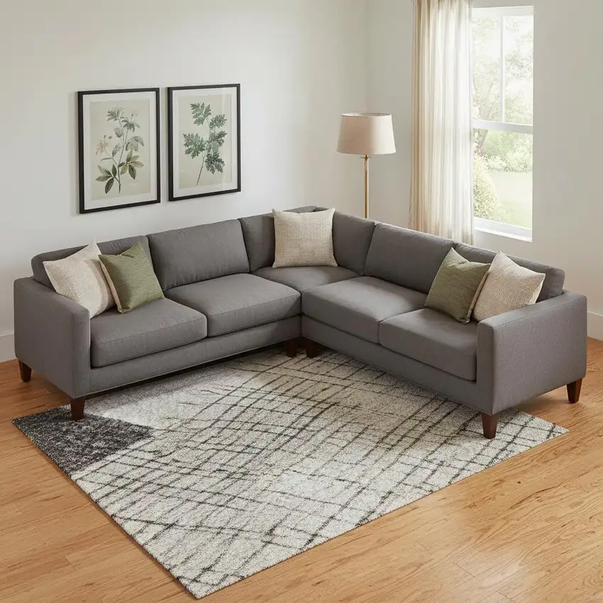 Ivory And Gray Geometric Washable Area Rug With UV Protection Photo 2