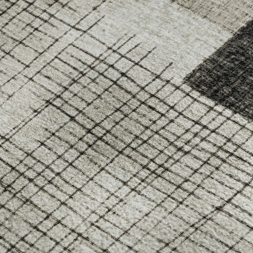 Ivory And Gray Geometric Washable Area Rug With UV Protection Photo 3