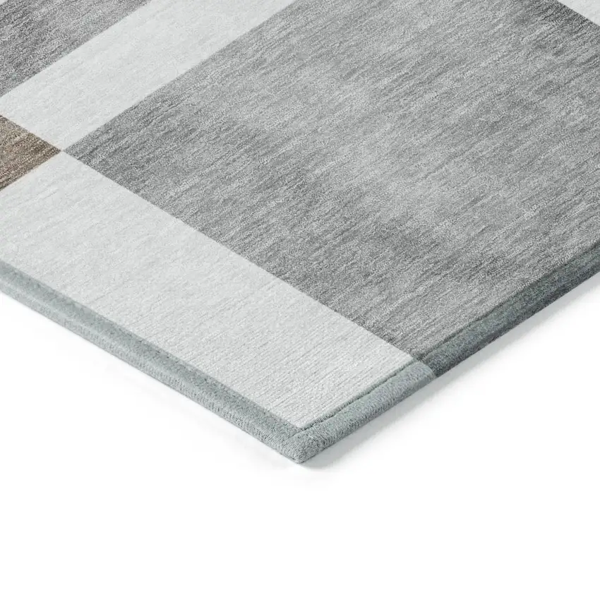 Ivory And Gray Geometric Washable Indoor Outdoor Area Rug Photo 4