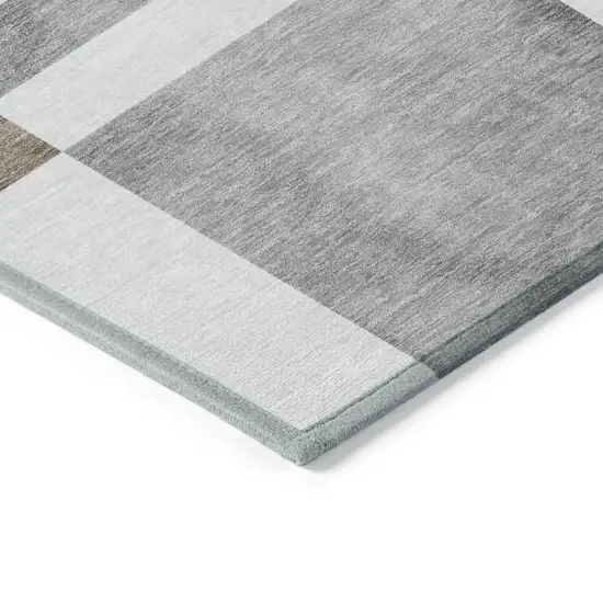 Ivory And Gray Geometric Washable Indoor Outdoor Area Rug Photo 4