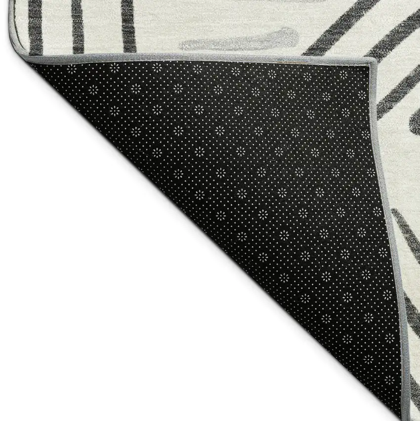 Ivory And Gray Geometric Washable Indoor Outdoor Area Rug Photo 8