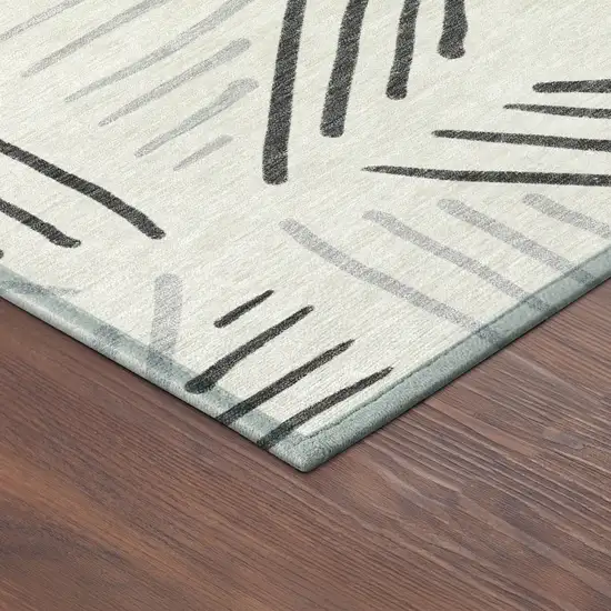 Ivory And Gray Geometric Washable Indoor Outdoor Area Rug Photo 9
