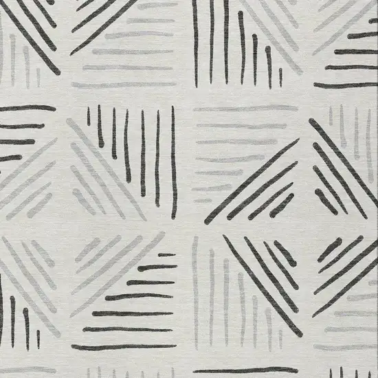 Ivory And Gray Geometric Washable Indoor Outdoor Area Rug Photo 2
