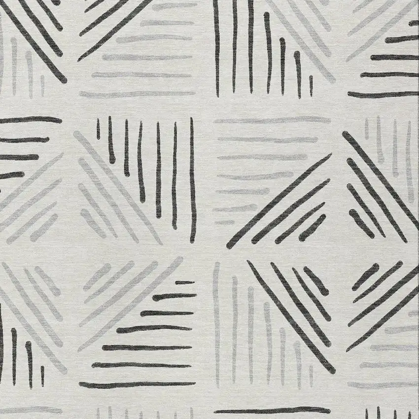 Ivory And Gray Geometric Washable Indoor Outdoor Area Rug Photo 2