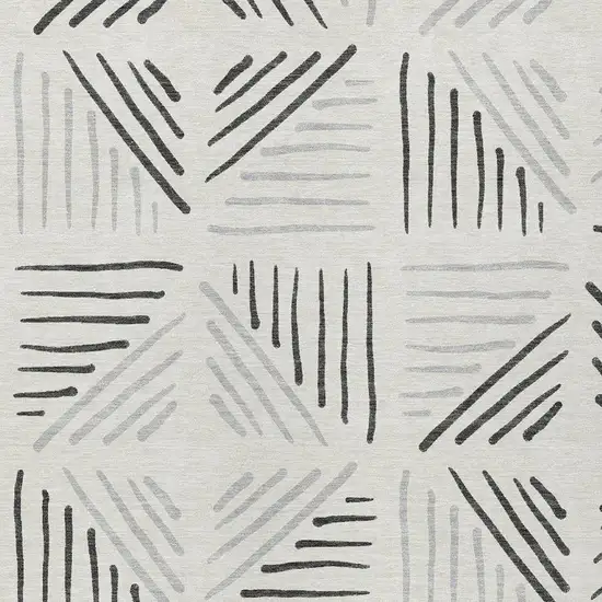 Ivory And Gray Geometric Washable Indoor Outdoor Area Rug Photo 2