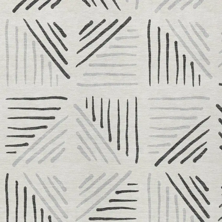 Ivory And Gray Geometric Washable Indoor Outdoor Area Rug Photo 2