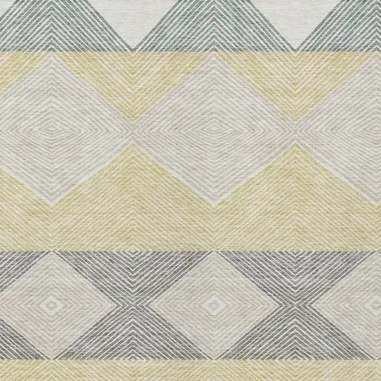 Ivory And Gray Geometric Washable Indoor Outdoor Area Rug Photo 2