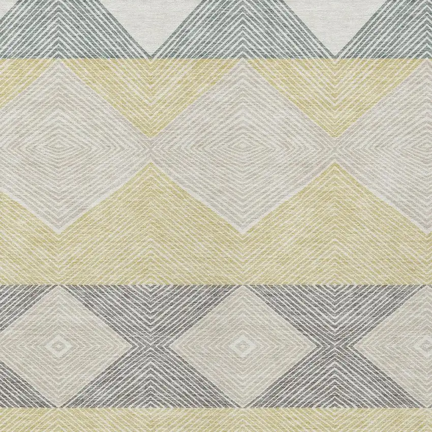 Ivory And Gray Geometric Washable Indoor Outdoor Area Rug Photo 2