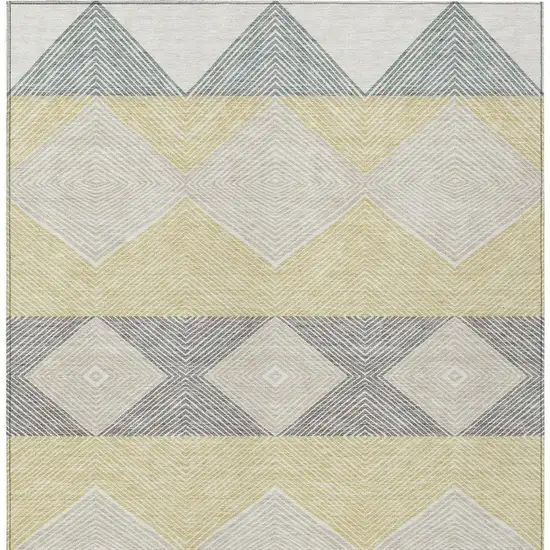 Ivory And Gray Geometric Washable Indoor Outdoor Area Rug Photo 3