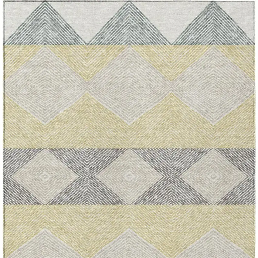 Ivory And Gray Geometric Washable Indoor Outdoor Area Rug Photo 3