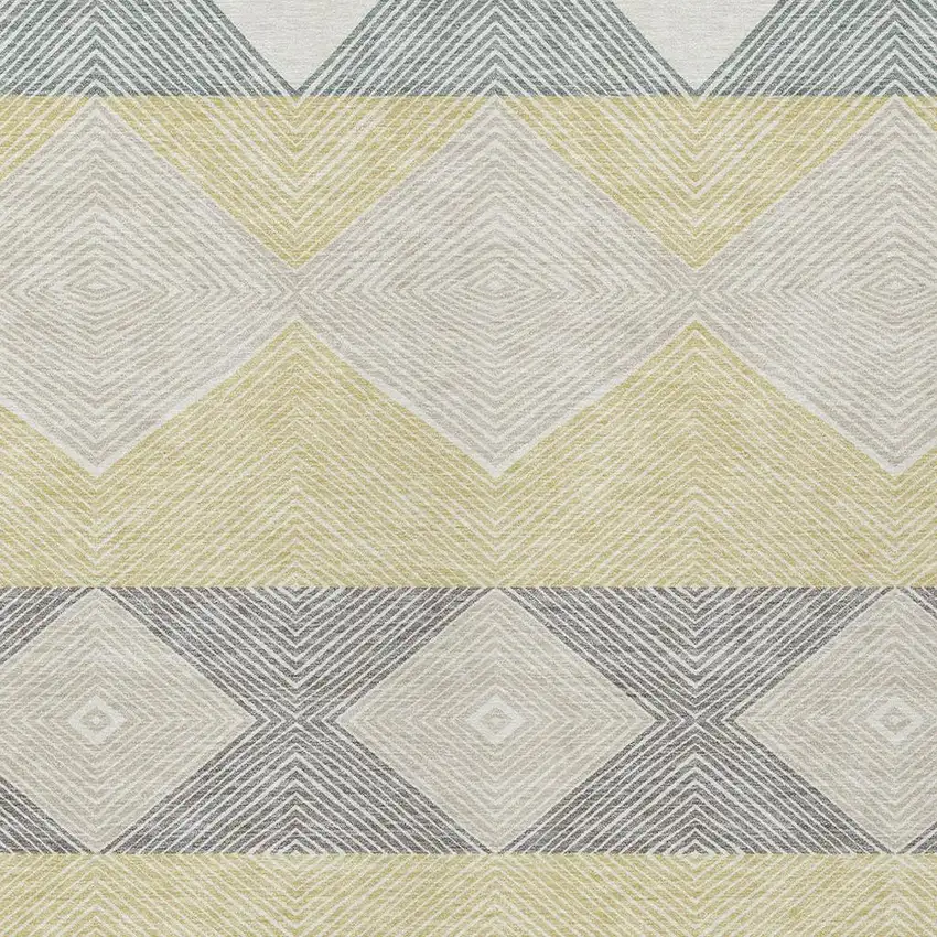 Ivory And Gray Geometric Washable Indoor Outdoor Area Rug Photo 2