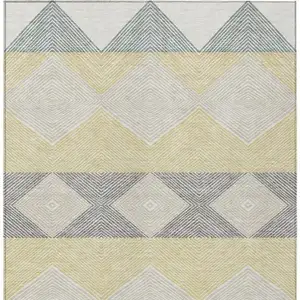 Photo of Ivory And Gray Geometric Washable Indoor Outdoor Area Rug