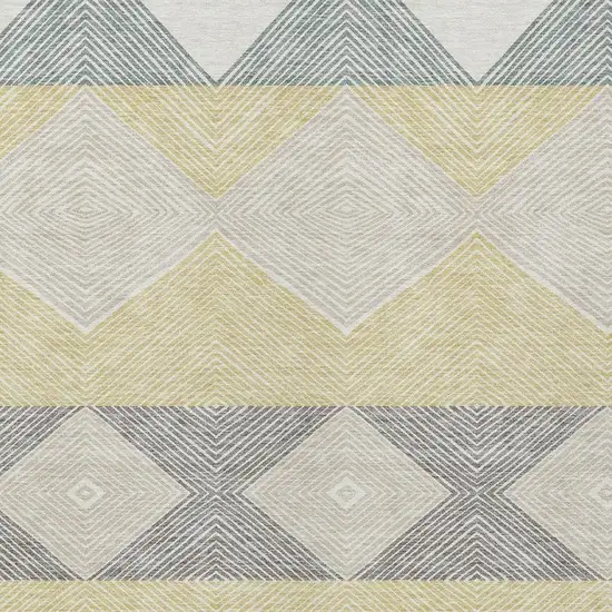 Ivory And Gray Geometric Washable Indoor Outdoor Area Rug Photo 2