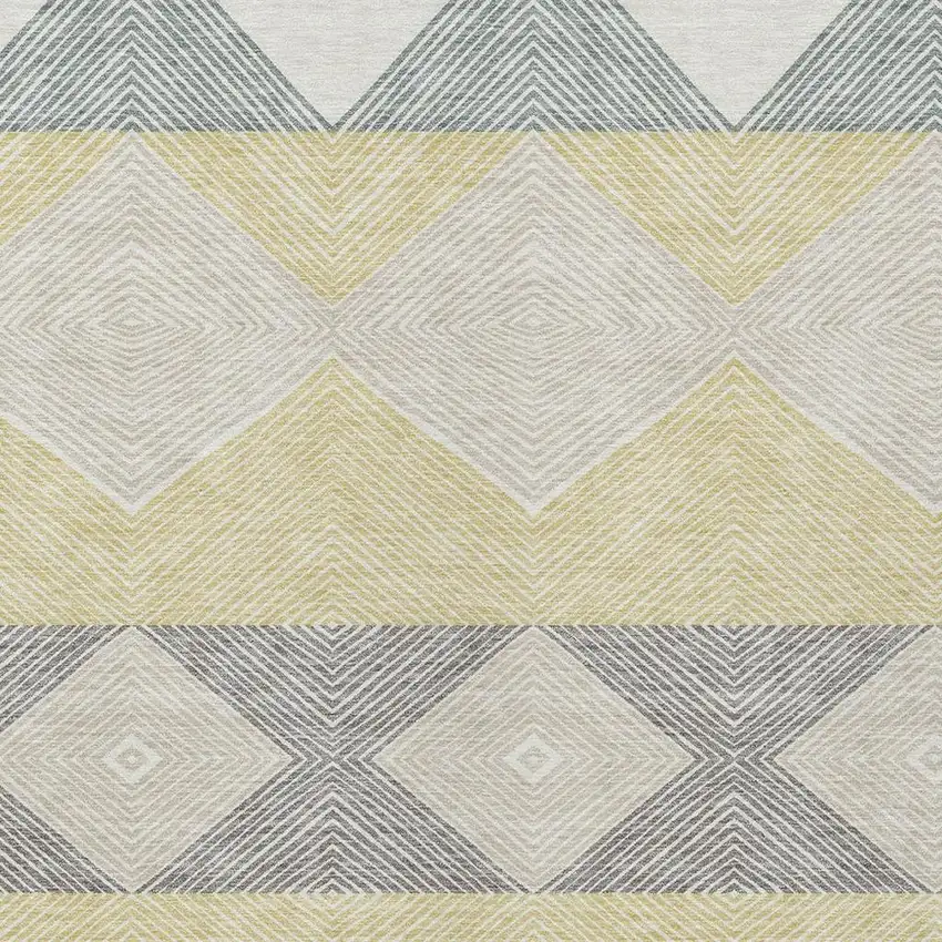 Ivory And Gray Geometric Washable Indoor Outdoor Area Rug Photo 2
