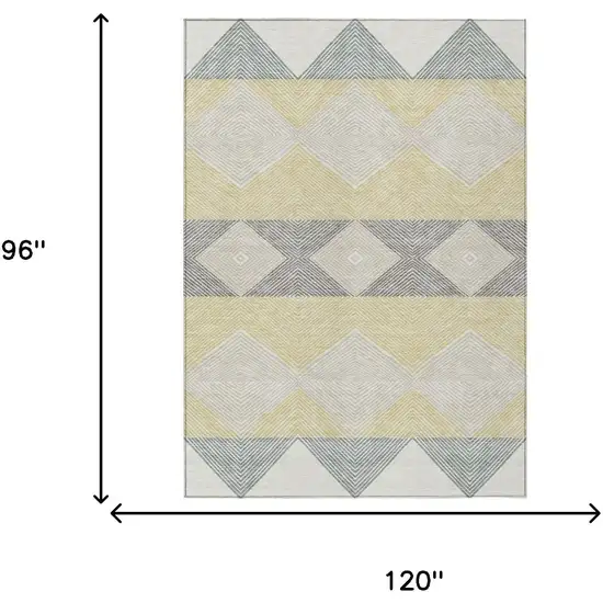 Ivory And Gray Geometric Washable Indoor Outdoor Area Rug Photo 6